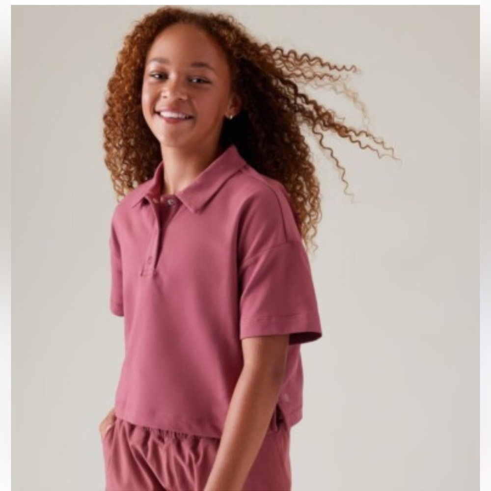 Athleta Girl Short Sleeve Crop Polo Top Size L/12